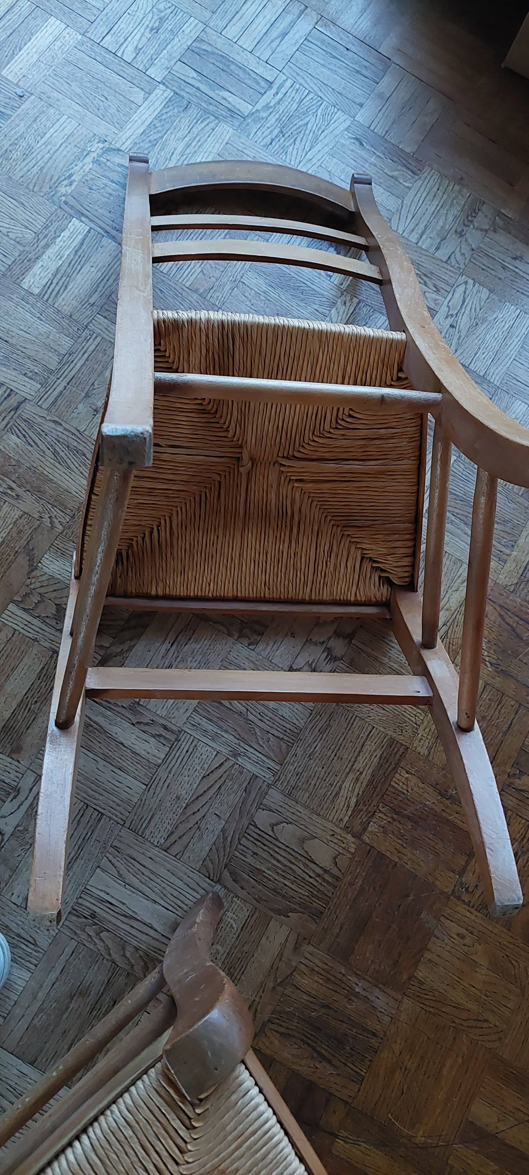 Set of 4 straw chairs in cherry wood