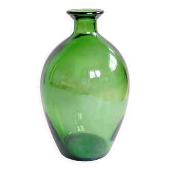 Vase bouteille vintage en verre vert, soliflore décoratif
