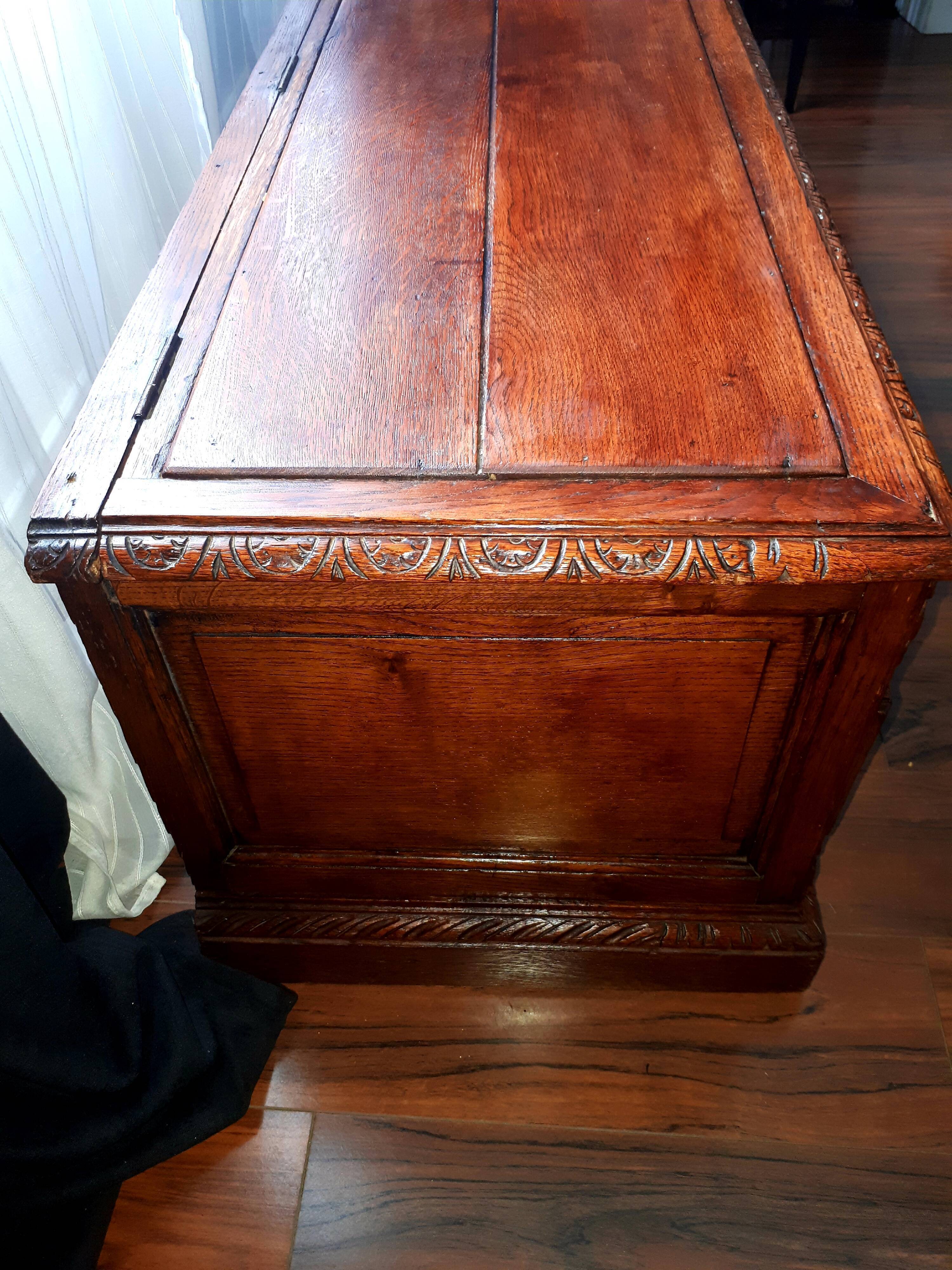Large oak bench chest