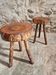 Vintage wooden tripod stools, set of 2, France 1960s