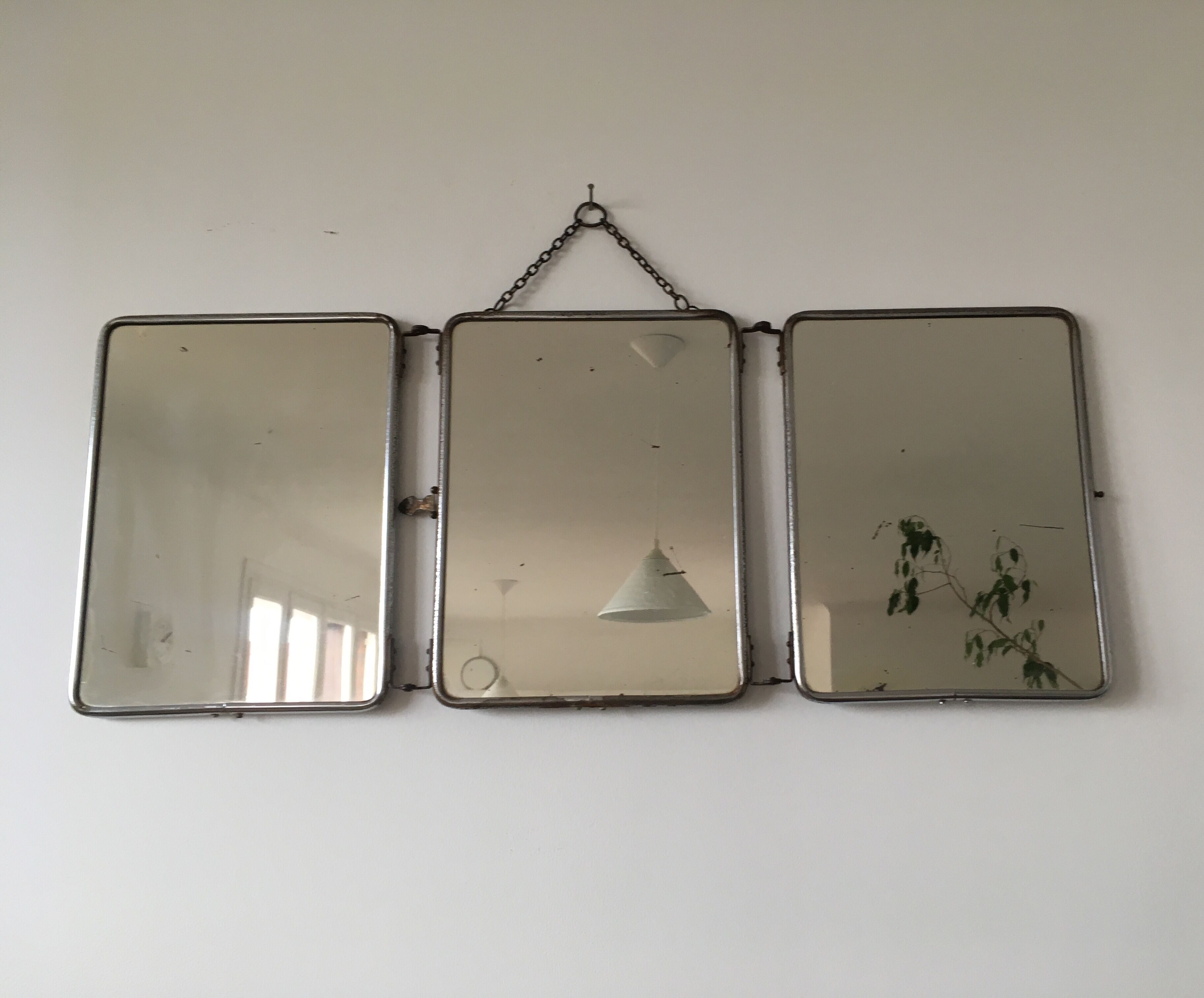 Ancient triptych barber mirror  - 25x66cm