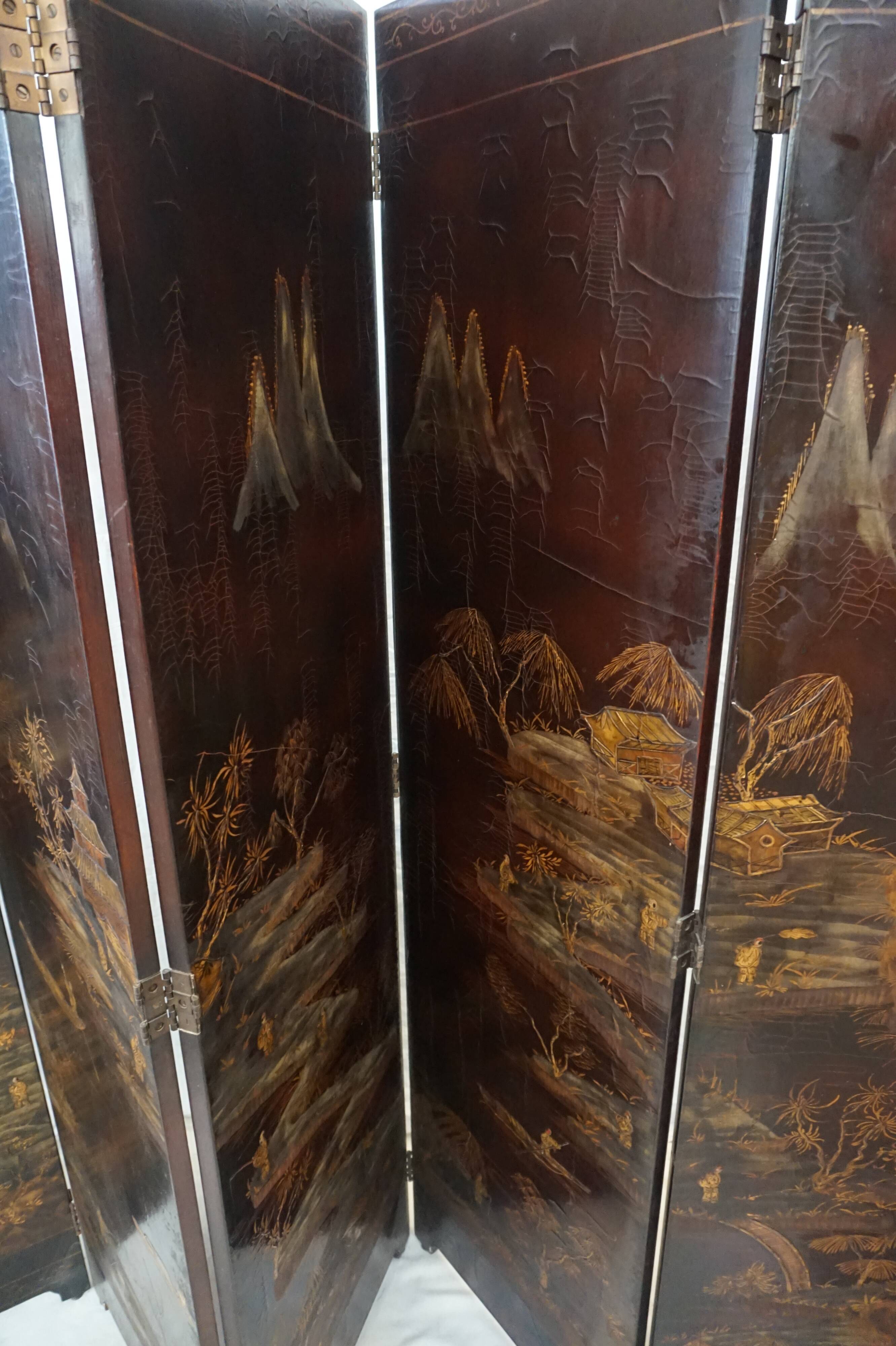 Pair of screens in Chinese lacquer