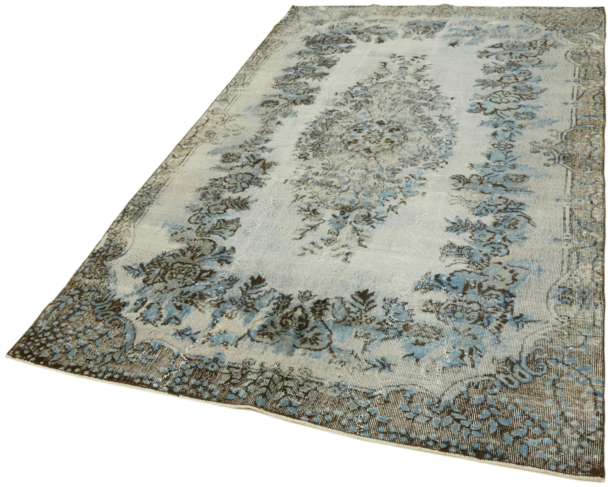 Hand-knotted antique turkish 1970s 173 cm x 284 cm blue carpet