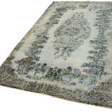 Hand-knotted antique turkish 1970s 173 cm x 284 cm blue carpet