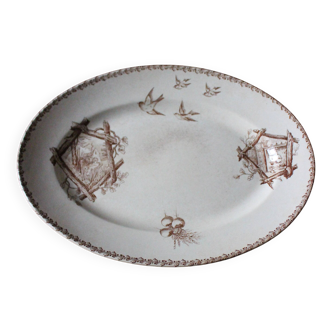 Plat ovale sépia Modèle Oxford Terre de Fer