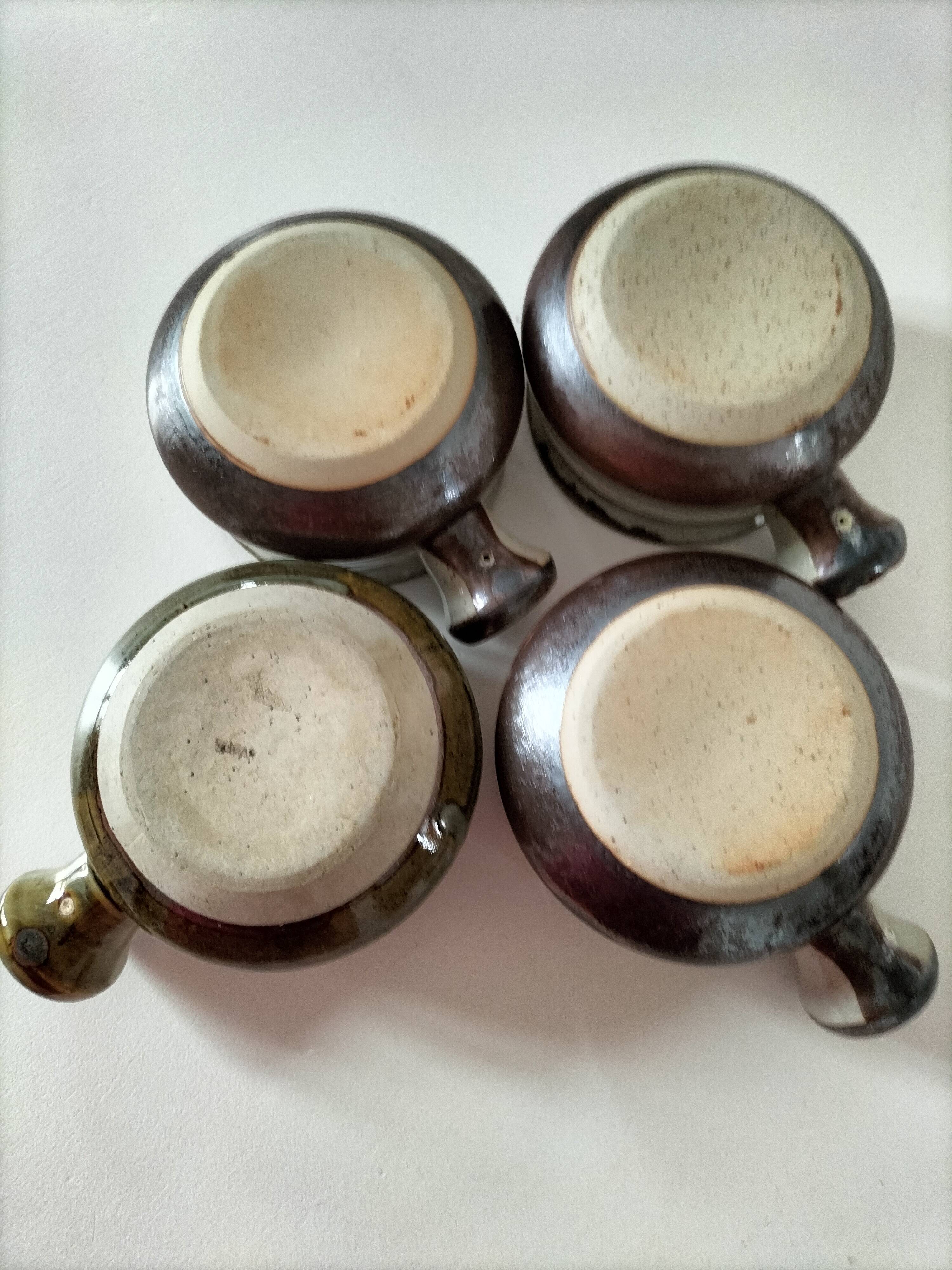 4 caquelons en grès émaillé, esprit wabi-sabi, années 70