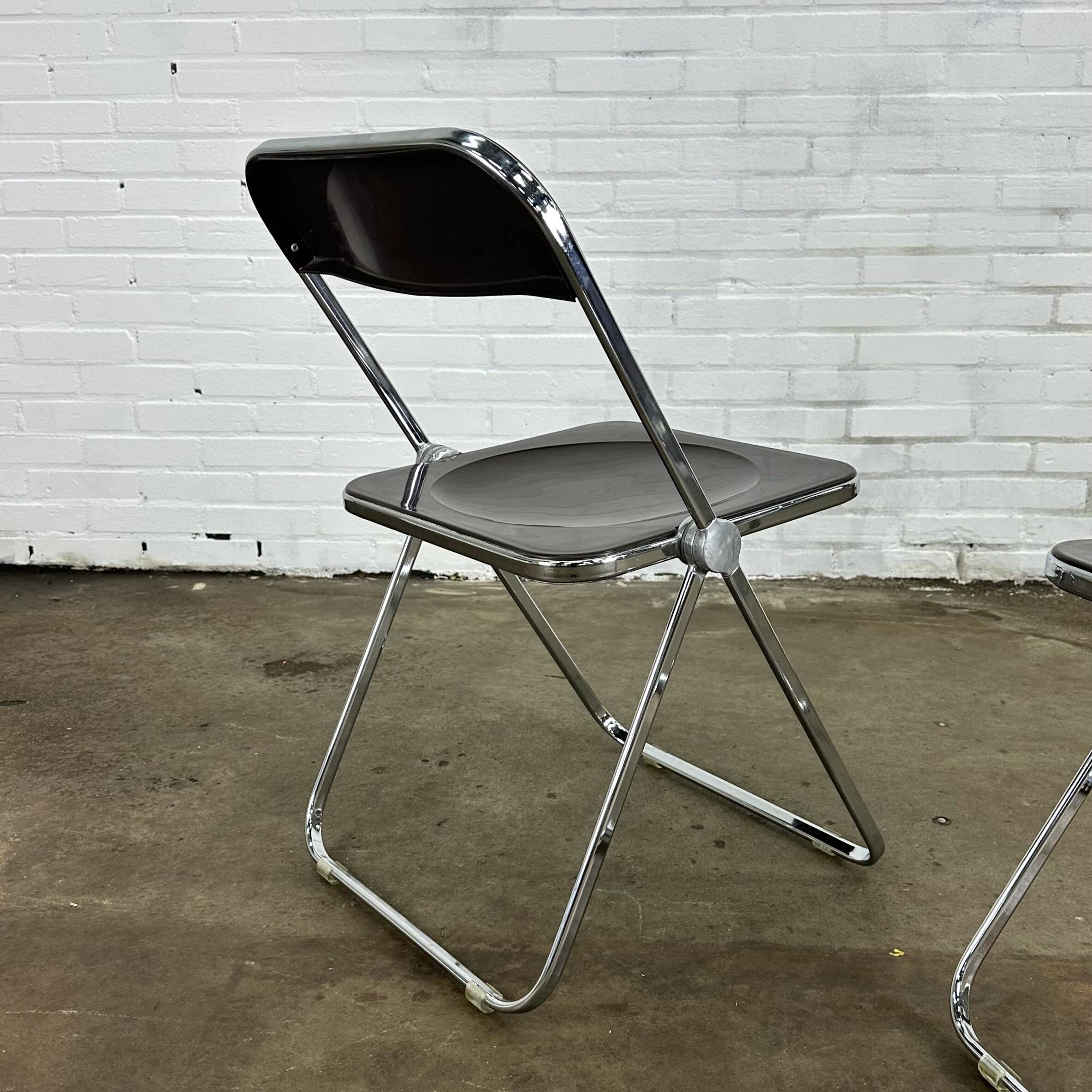 Italian Plia folding chairs brown by Giancarlo Piretti for Castelli