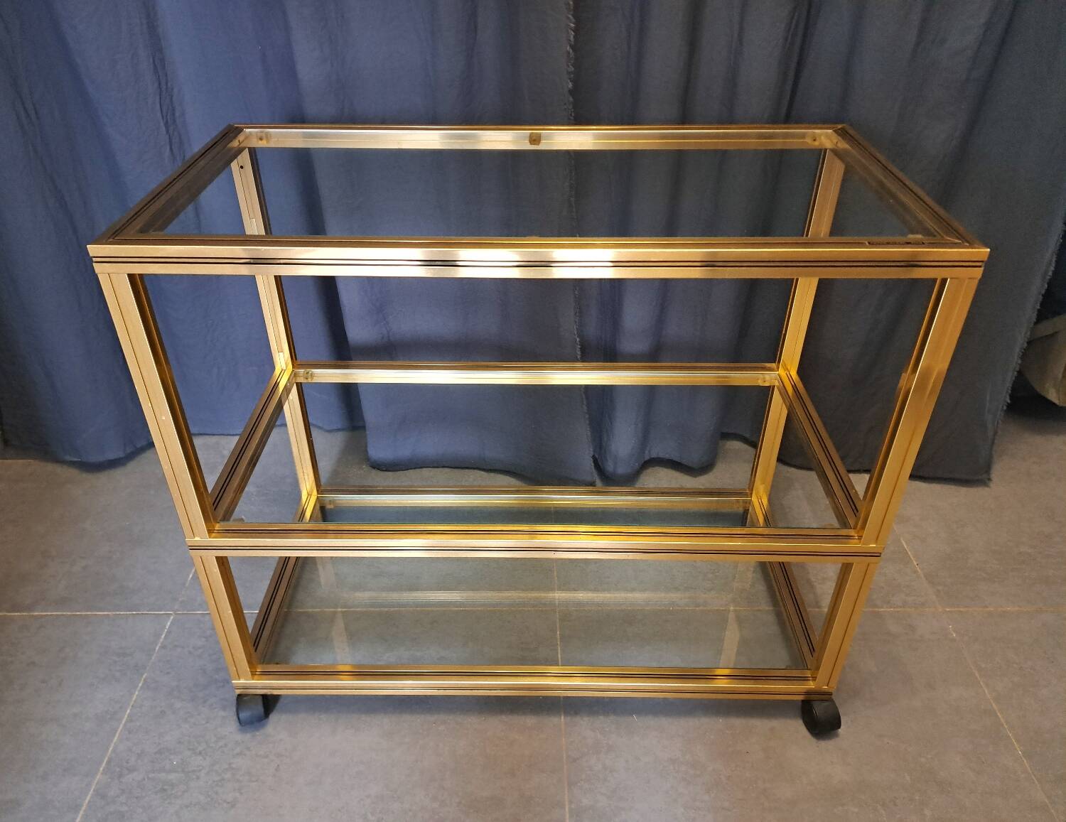 Pierre Vandel serving trolley in gold aluminum