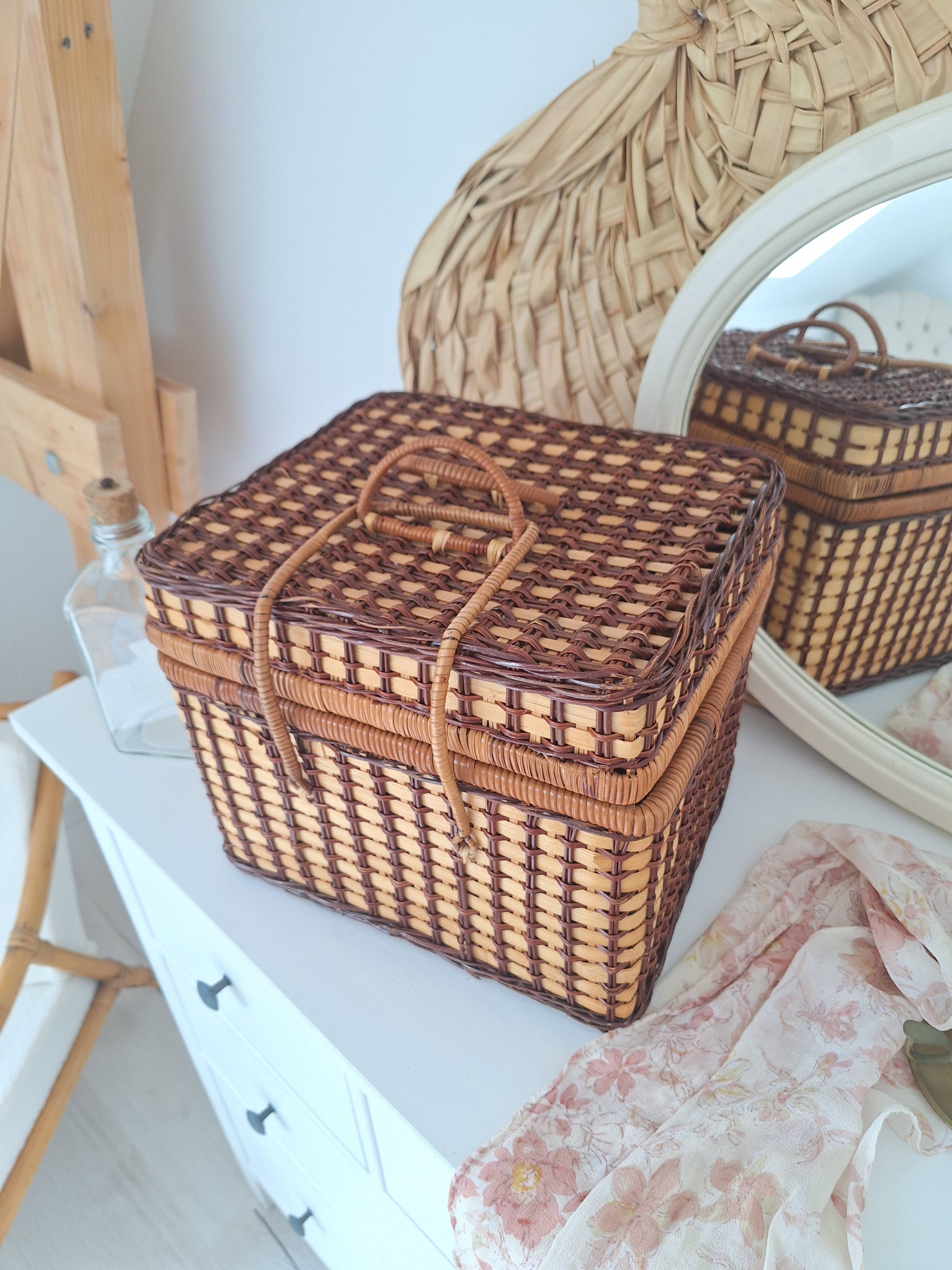 Vintage wicker suitcase