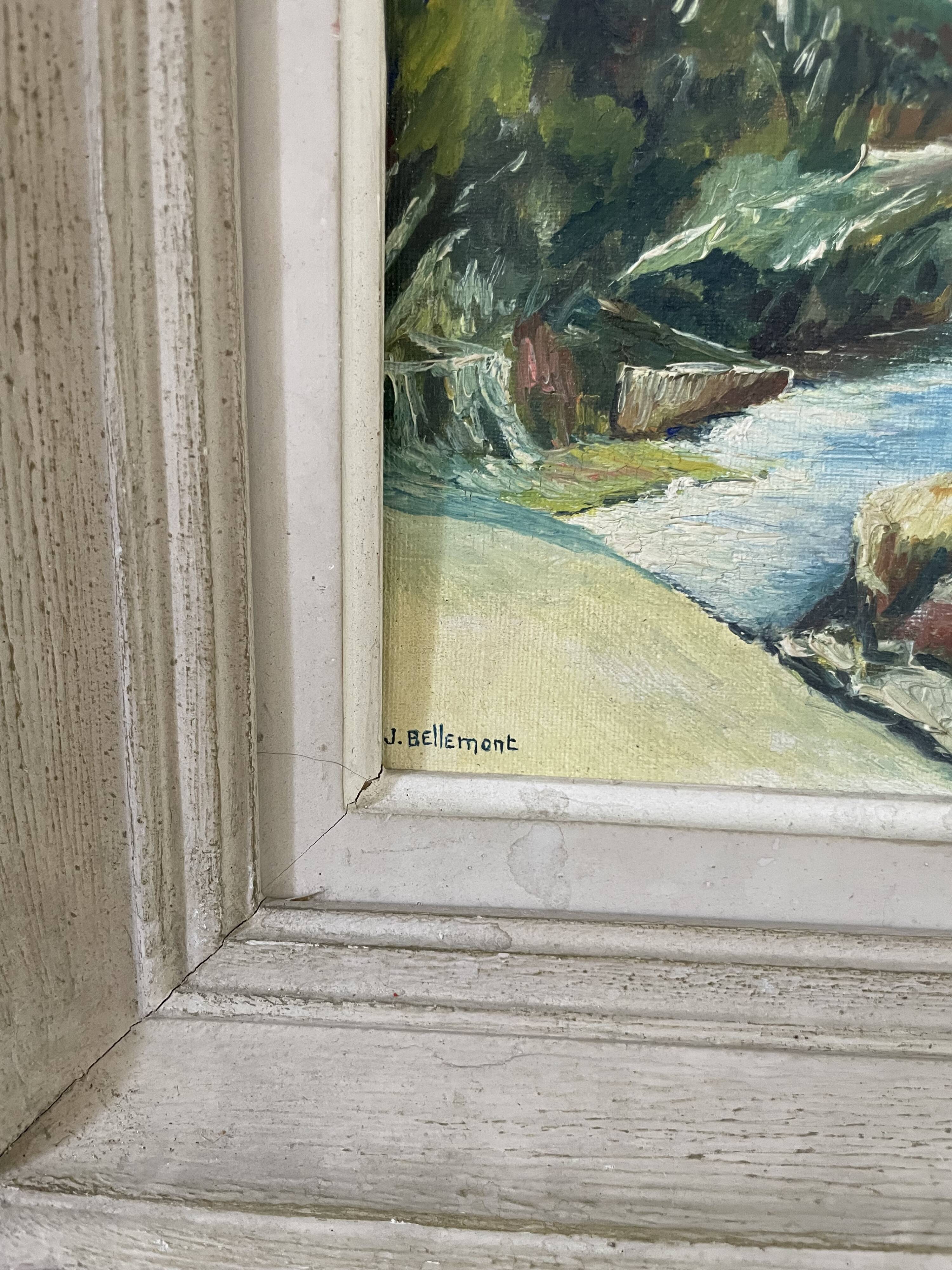 Oil on wood Mediterranean Sea J.Bellemont