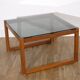 Table basse vintage scandinave en teck et verre 1970
