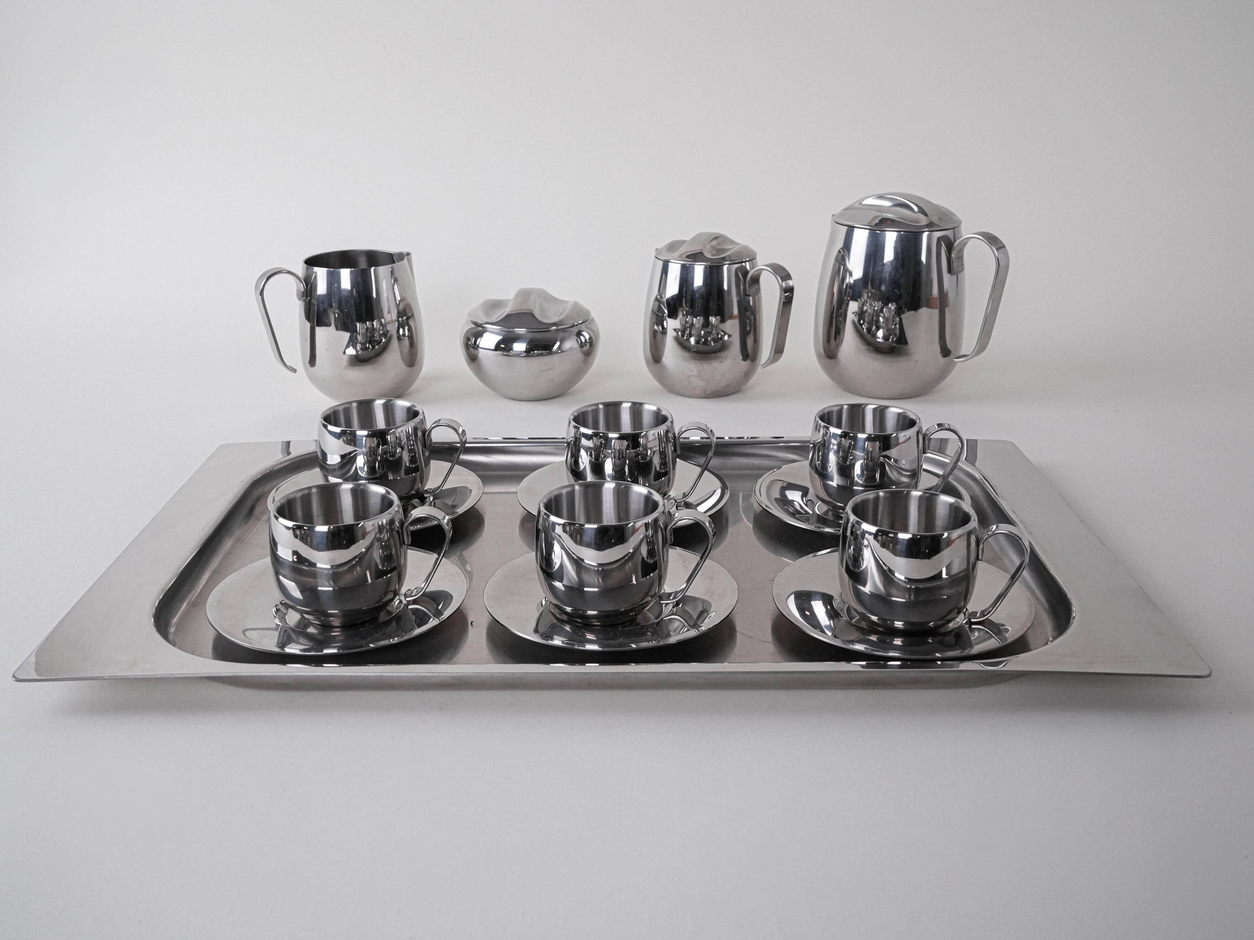 Coffee and tea set, Italian design, 1980s, made in Italy