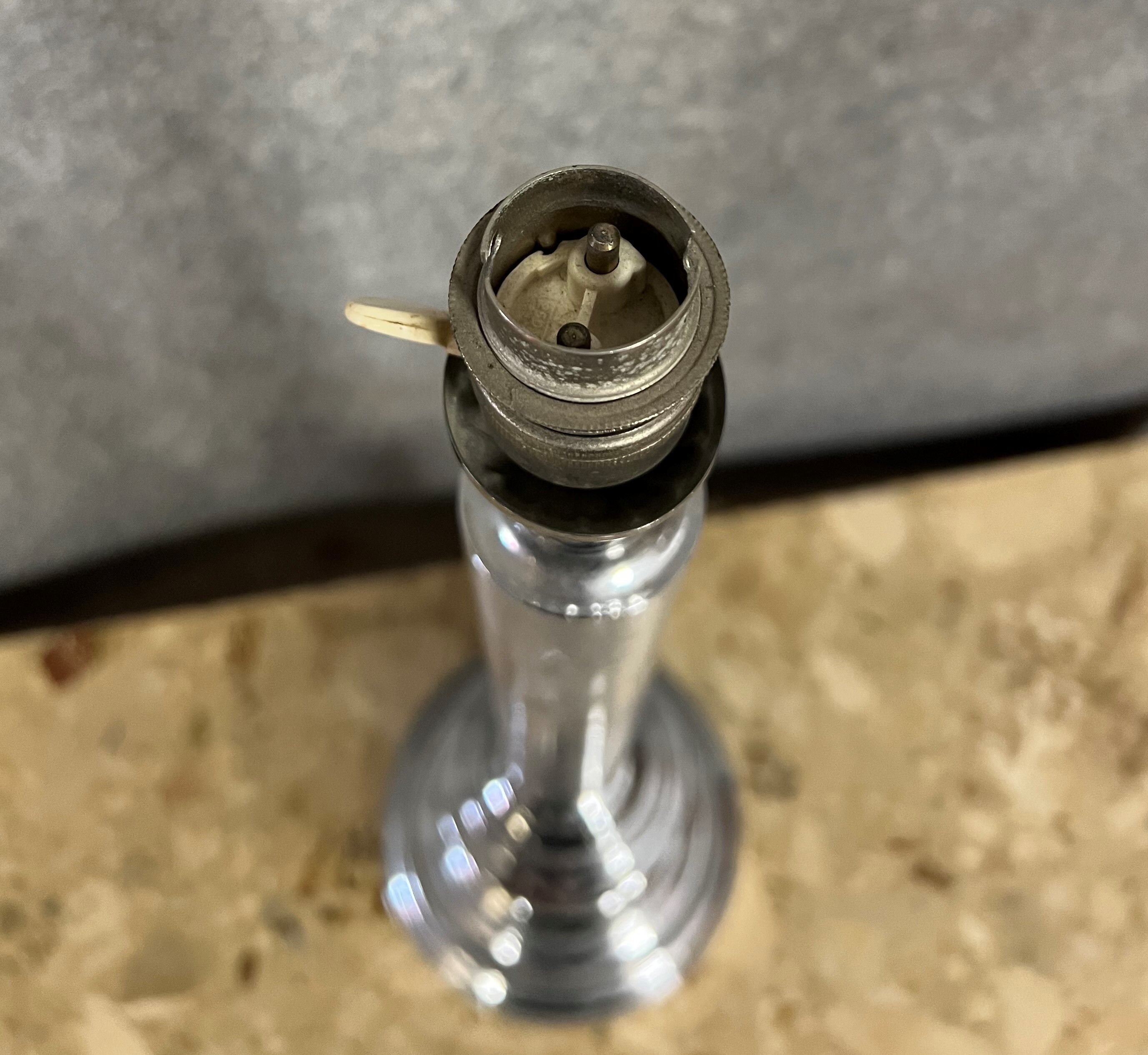 Lamp base in brushed metal and silver metal from the 1930s-1940s