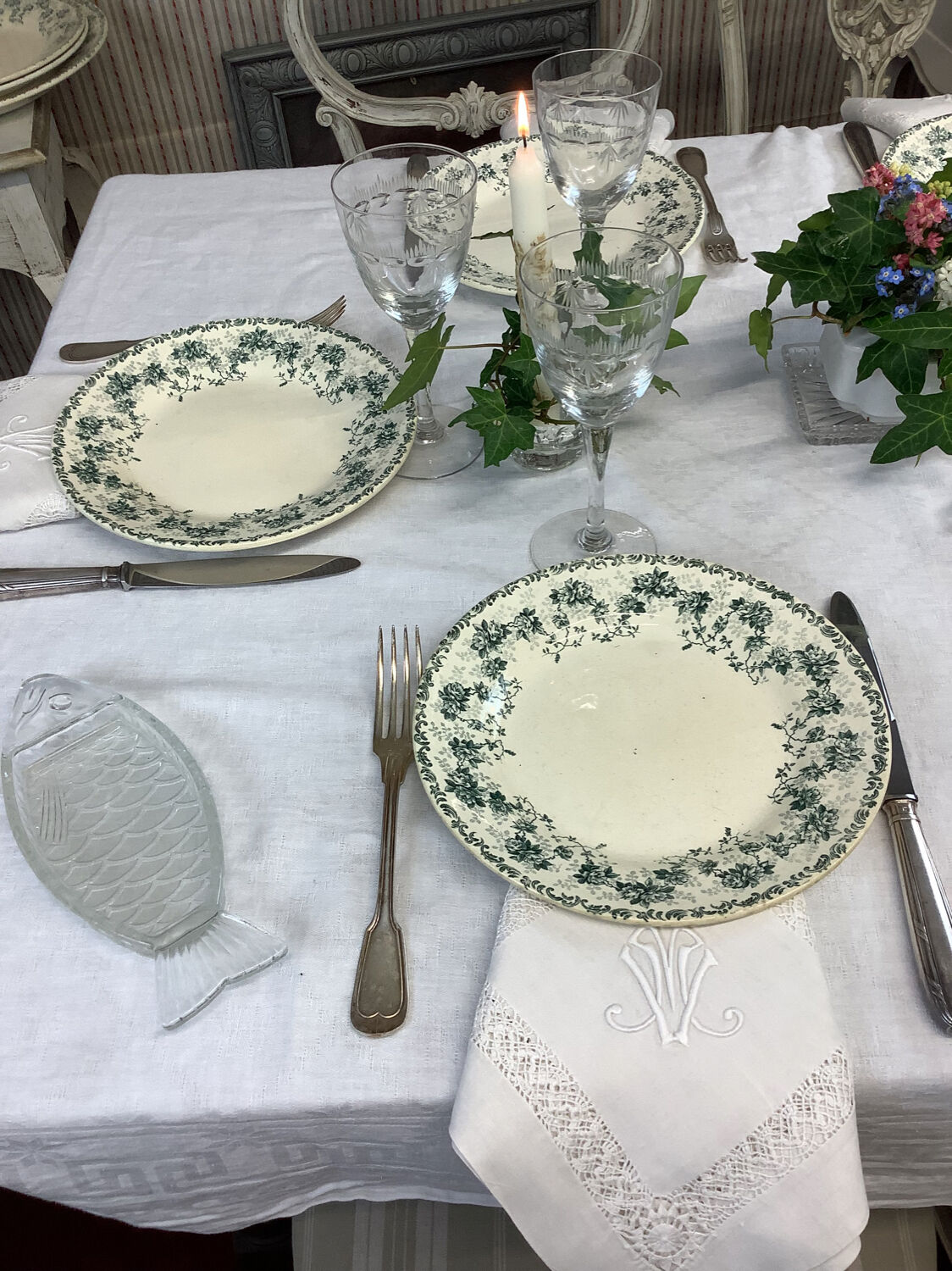 6 old flat plates made in france terre de fer choisy le roi