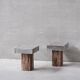 Paire de socles ou tables d’appoint en bois et en pierre (n° 2)
