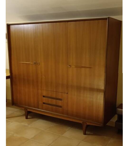 Vintage Scandinavian teak wardrobe from the 60s and 70s