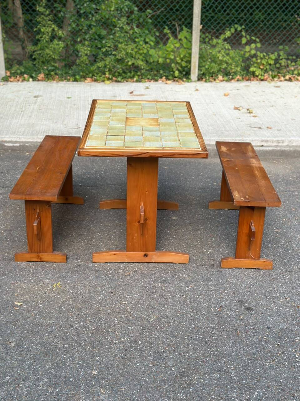 2 bancs en pin massif rustique style chalet / ferme 110cm