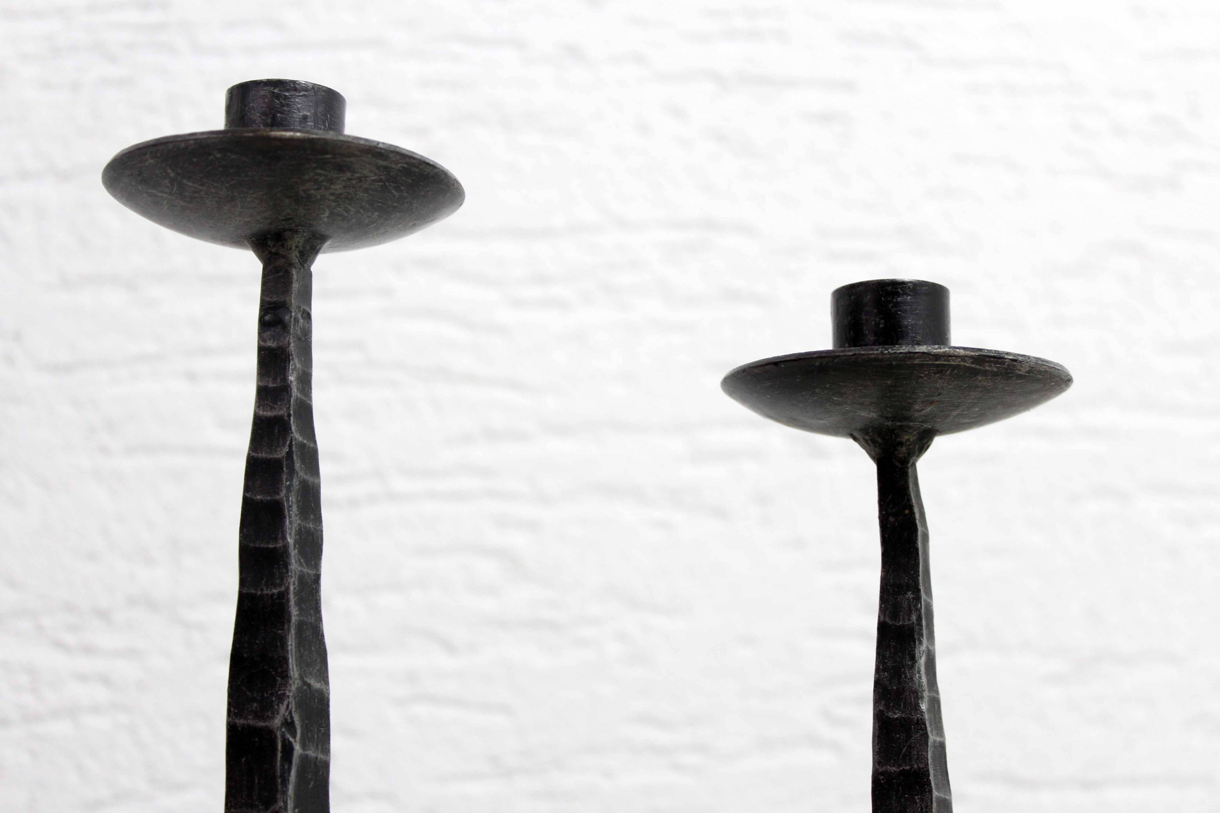 Brutalist cast iron candle holder 1950