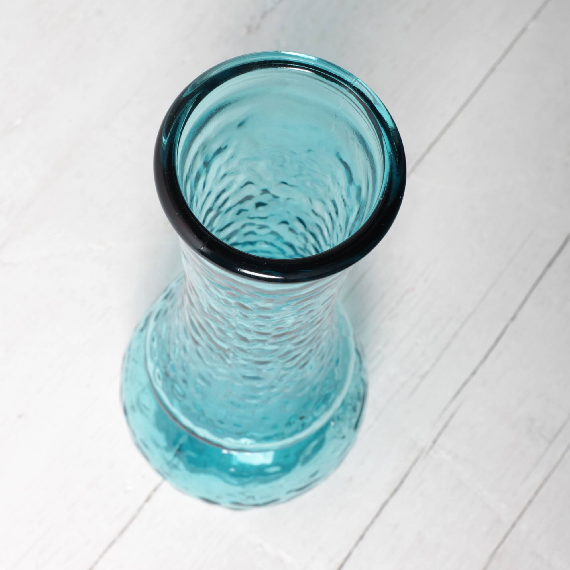 Turquoise Stylish Glass Flower Vase / Bibi / Italy / 1980s
