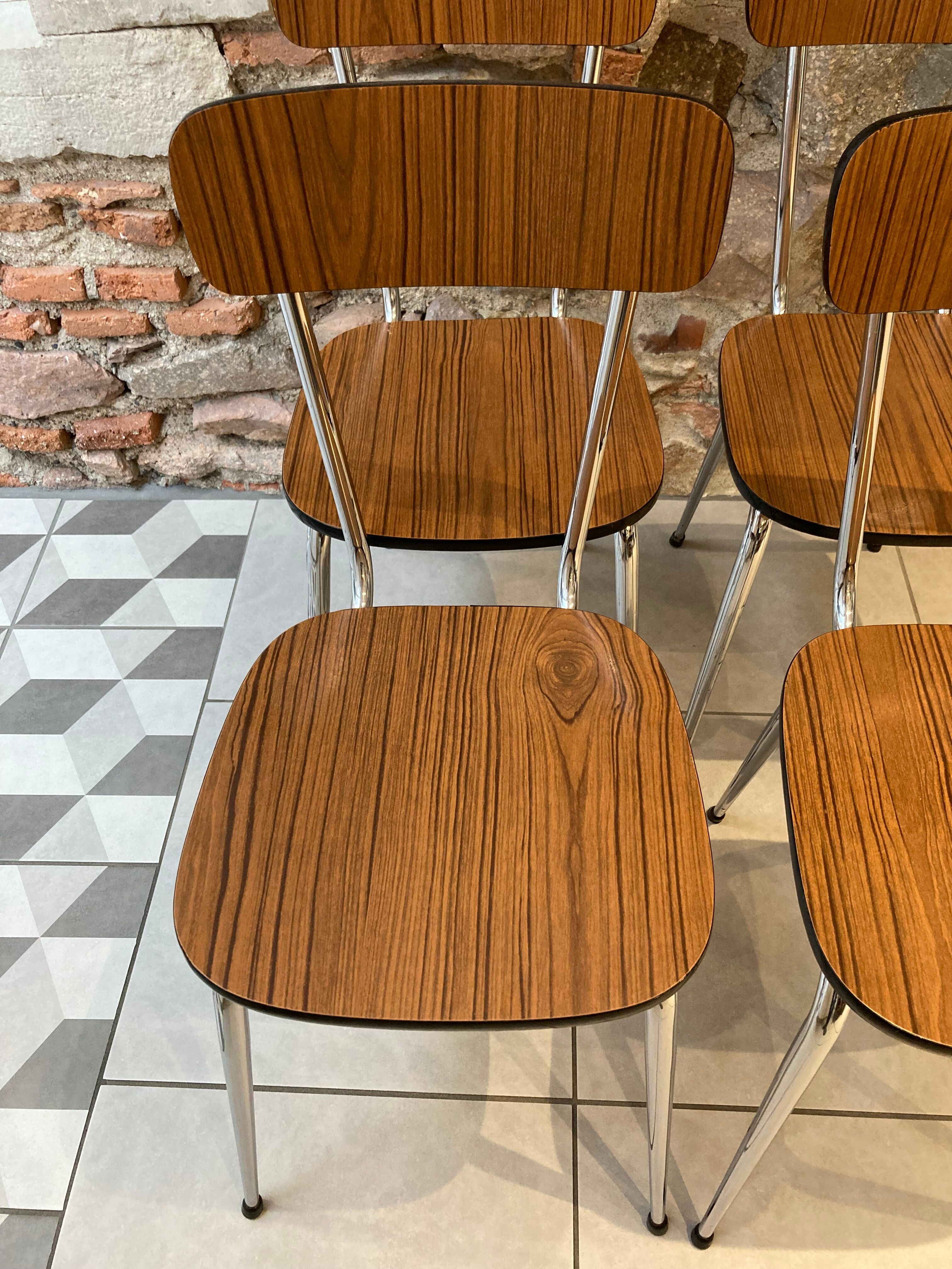 Set of 4 chairs formica imitation wood