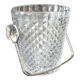 Vintage glass ice bucket stamped with a metal handle