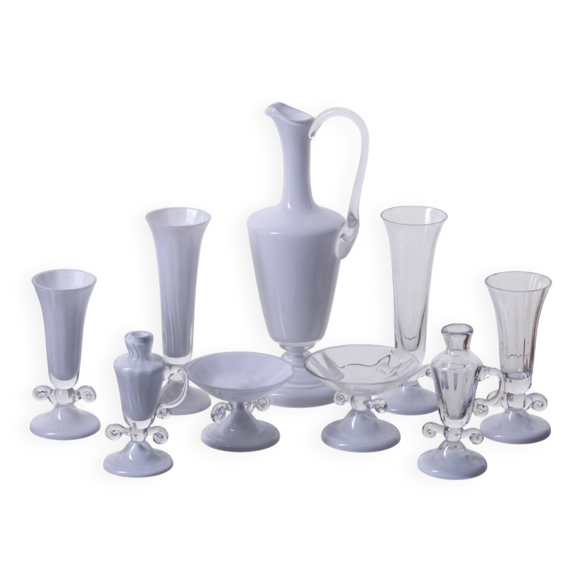 Vintage Nine-Piece Glassware Collection, 1970s