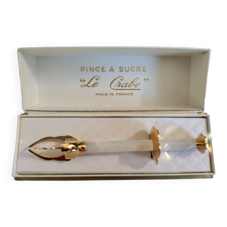 Mother-of-pearl and golden sugar tongs