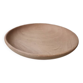 Solid wood cup plate turned raw beech