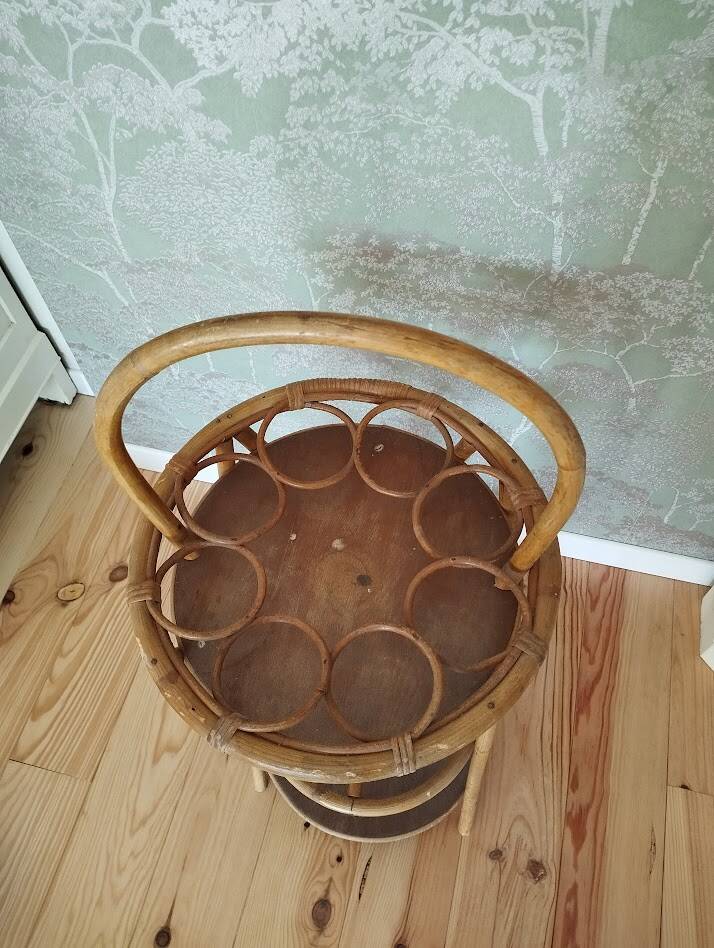 Vintage rattan bar – Portable – 60s–70s – Bohemian