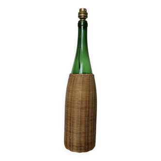 Rattan and glass "bottle" lamp from the 60s and 70s