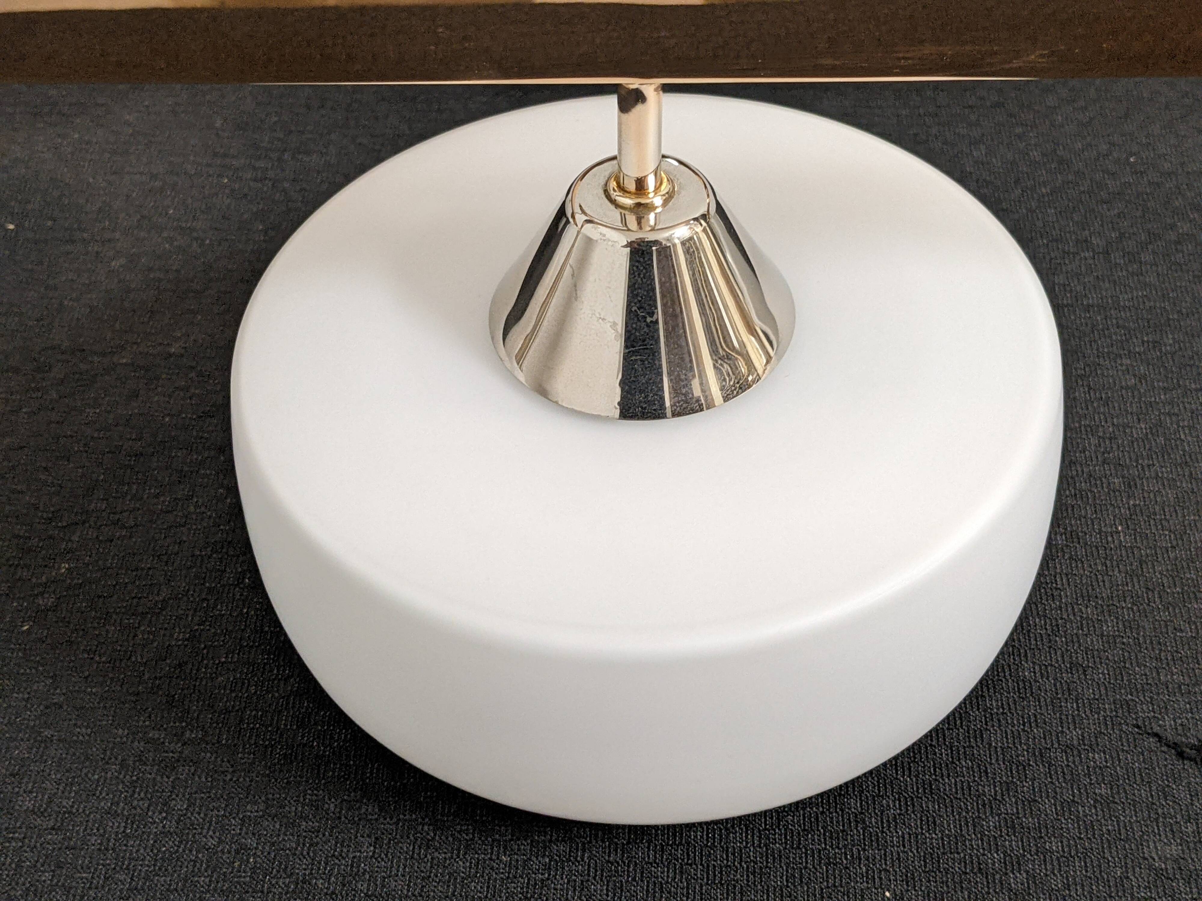 Arlus chandelier with 6 lights in opaline and brass from the 60s/70s