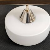 Arlus chandelier with 6 lights in opaline and brass from the 60s/70s