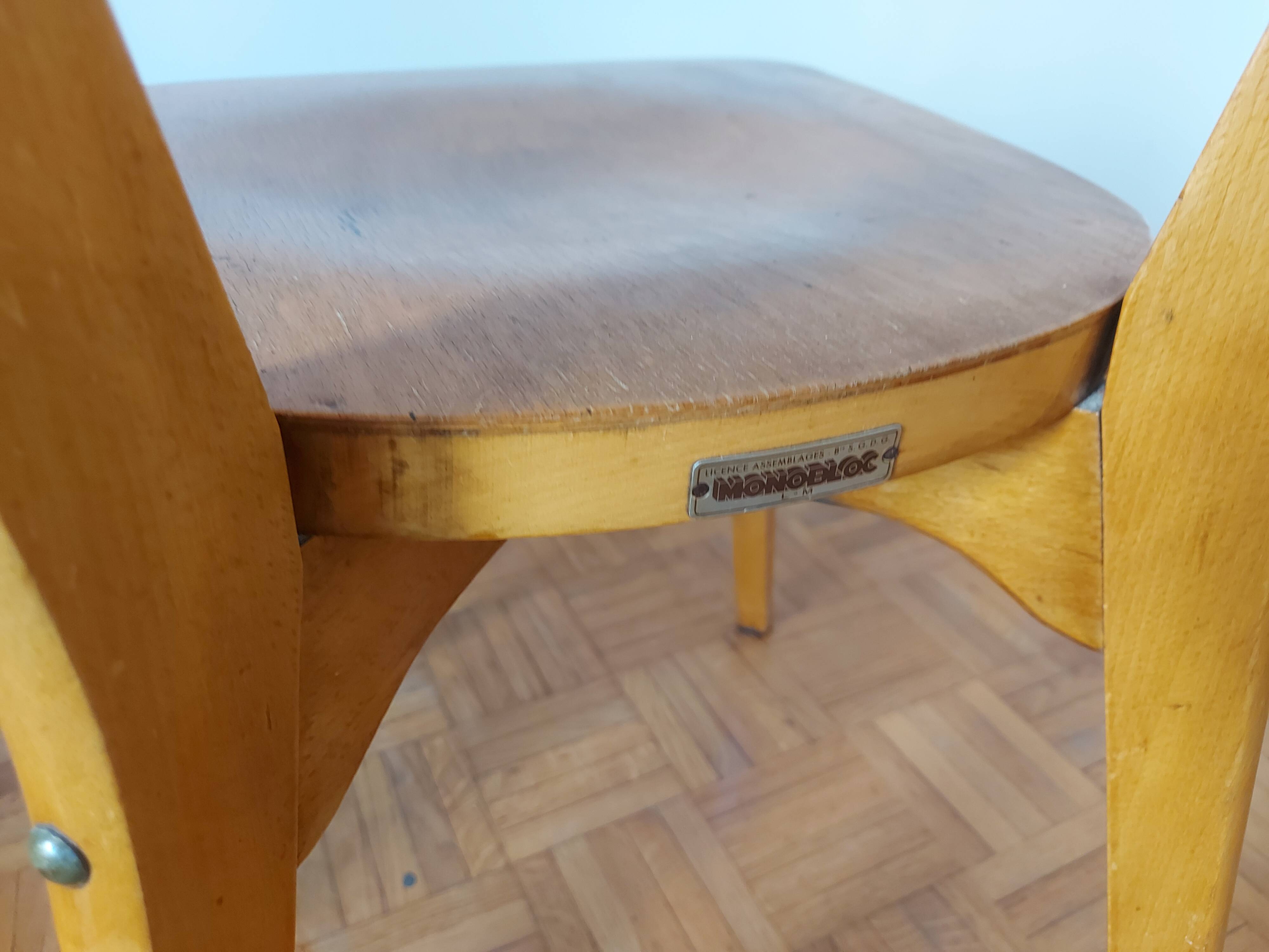 TWO ONE-PIECE VINTAGE WOODEN CHAIRS