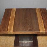 Art Deco period pedestal table in oak and nickel-plated bronze circa 1930