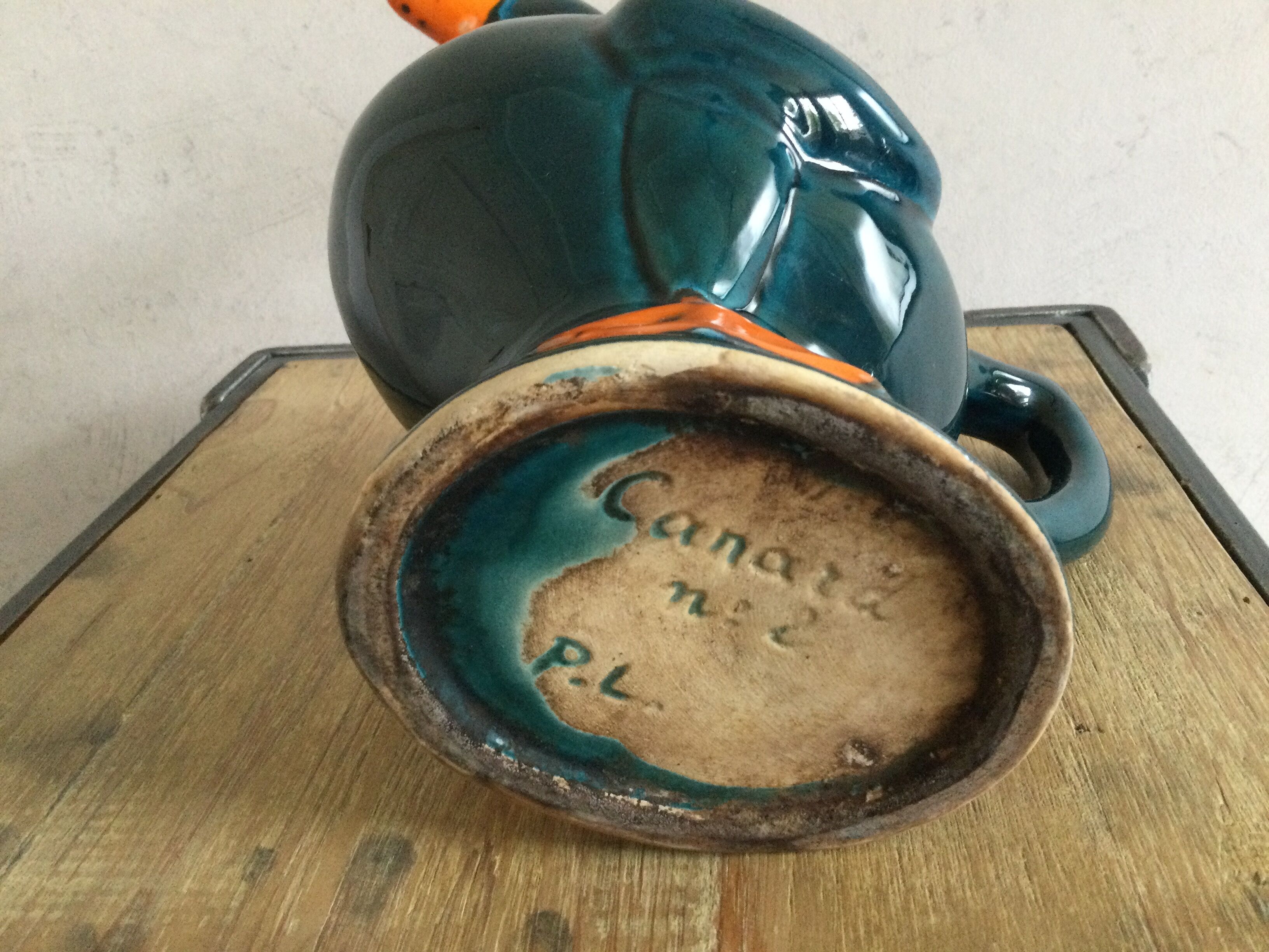 Earthenware duck pitcher