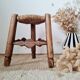 Small stool in wood and straw
