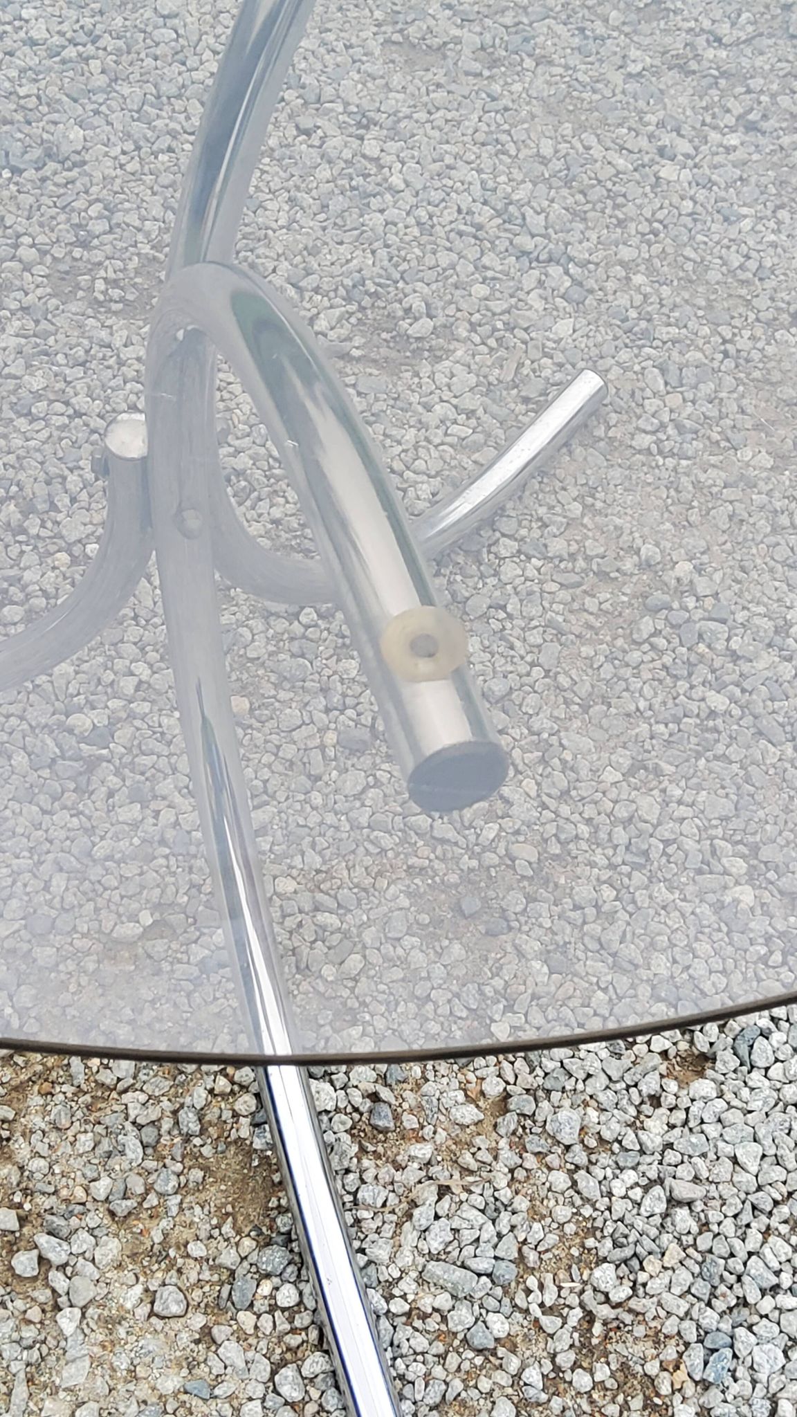 Dining table from the 70s top smoked glass base chrome