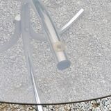 Dining table from the 70s top smoked glass base chrome