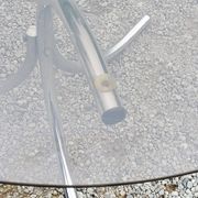 Dining table from the 70s top smoked glass base chrome