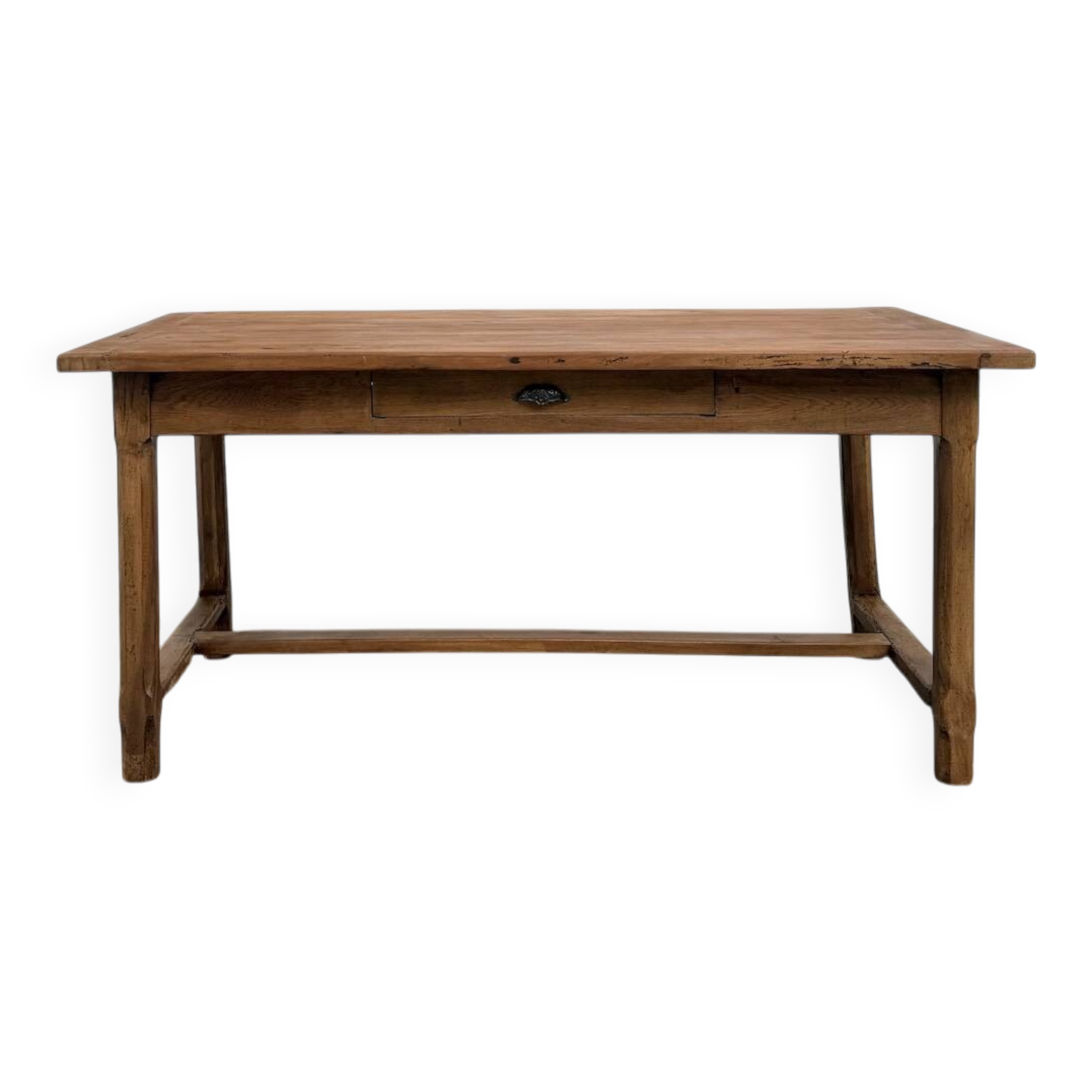 Farm table in solid cherry wood, one drawer, 1950s.