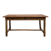Table de ferme en merisier massif, 1 tiroir, années 50