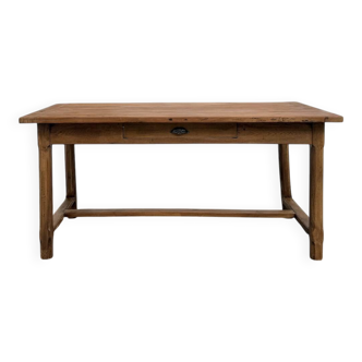 Farm table in solid cherry wood, one drawer, 1950s.