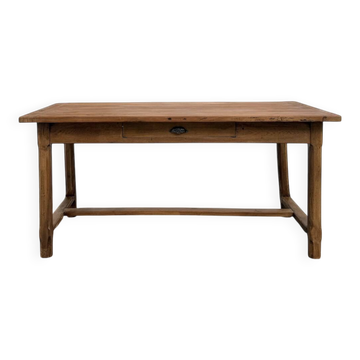 Farm table in solid cherry wood, one drawer, 1950s.