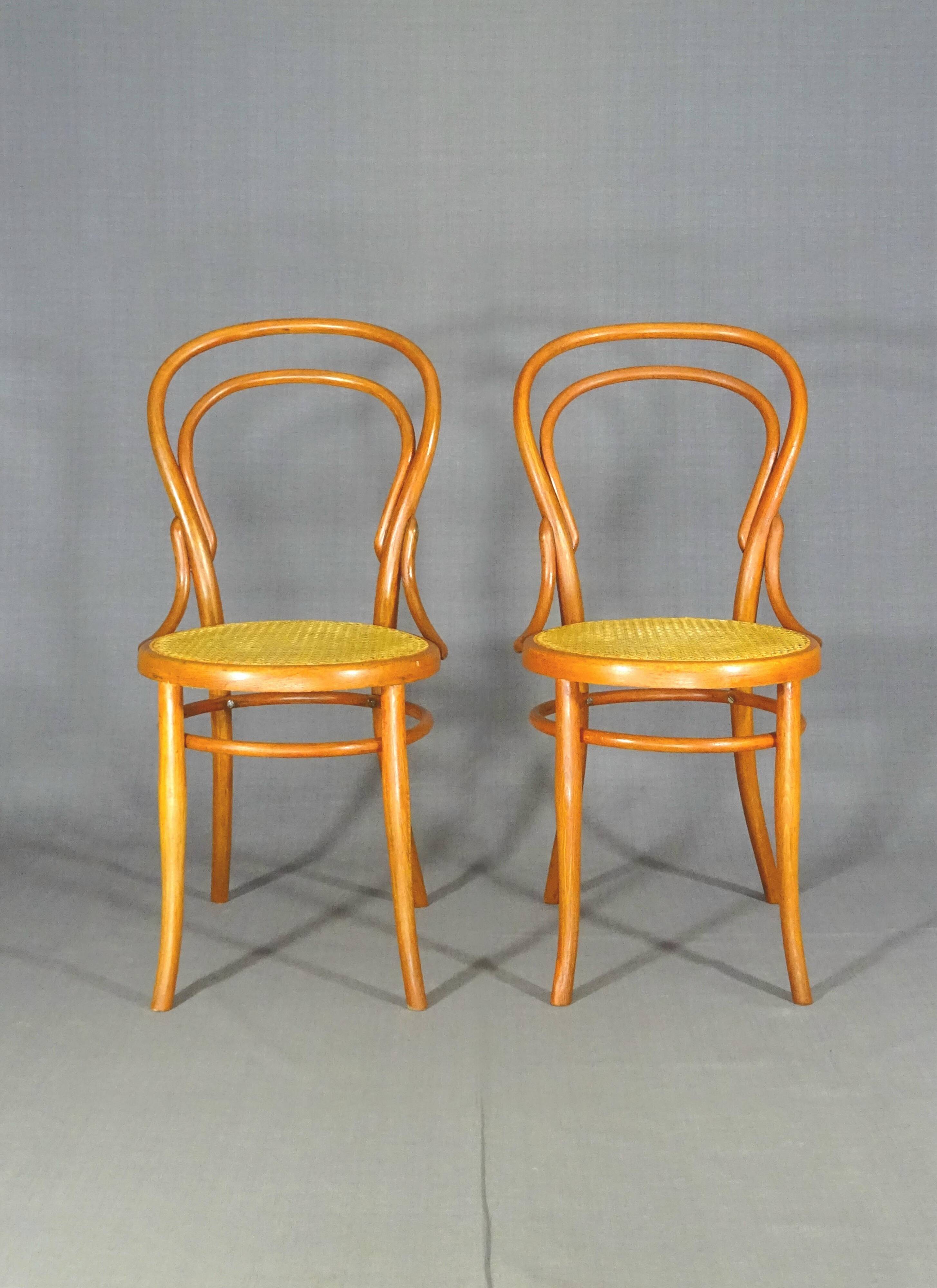 2 Chaise bistrot cannées N°14 de Joseph Hofmann "teinte merisier"