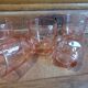 6 vintage pink glasses