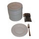 72 white porcelain dessert plates "Saturnia" + 72 stainless steel dessert forks