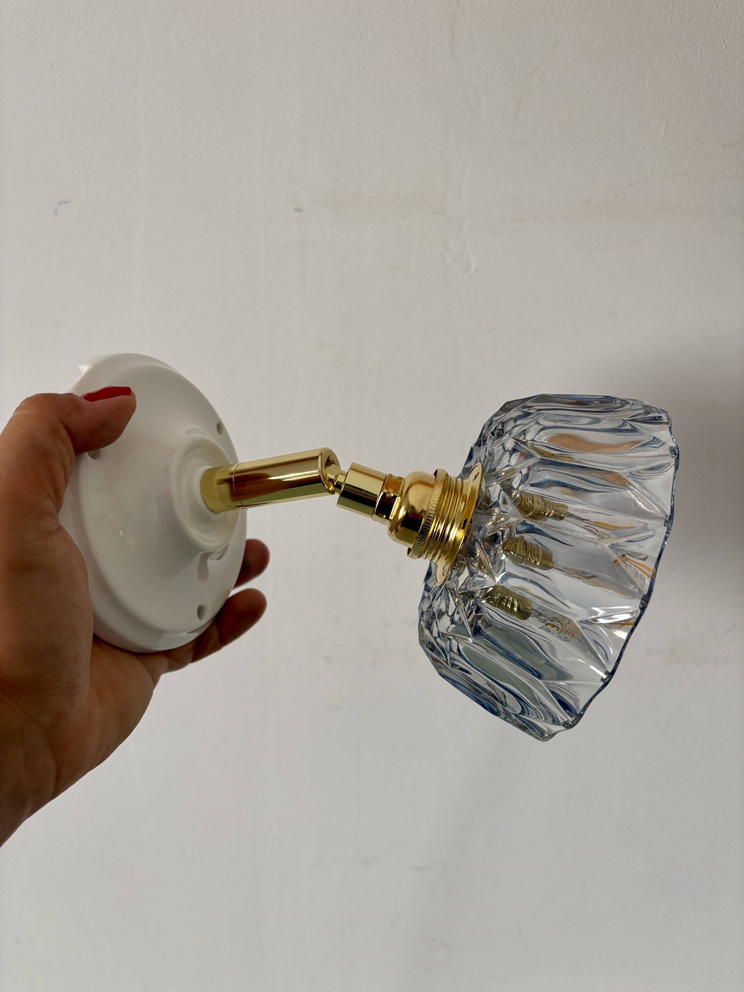 Vintage blue-tinted glass lampshade - tableware collection