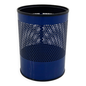Corbeille en métal perforé bleue, 1980