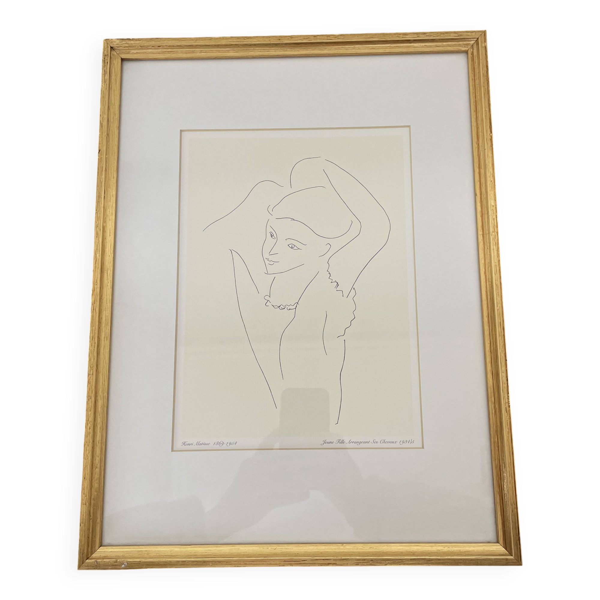 Lithograph by Henri Matisse "Young girl arranging her hair" 1934