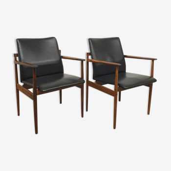 Set rosewood thereca chair's with skai leather, 1960s